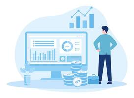 graphical analysis of growth data concept flat illustration vector