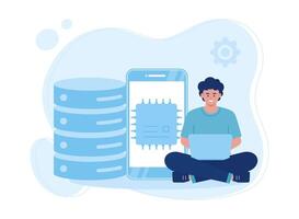 backup server concept flat illustration vector