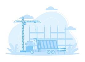 modern construction machinery concept flat illustration vector