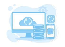 backup server data concept flat illustration vector