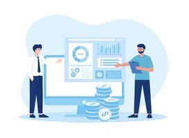 two analysis  analyzing growth data concept flat illustration vector