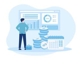 men prepare growth data analysis concept flat illustration vector