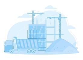 construction crane concept flat illustration vector