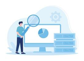 analysis of data storage on a computer concept flat illustration vector