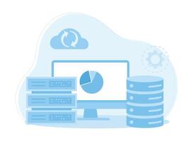 hospedaje apoyo y administración grande datos concepto plano ilustración vector