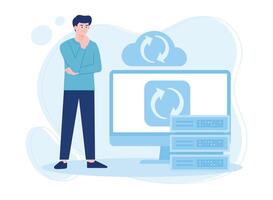 problems with cloud storage concept flat illustration vector