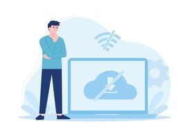 connection error on laptop concept flat illustration vector