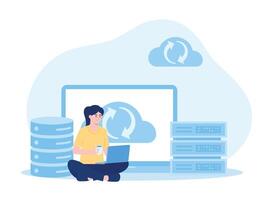 modern cloud computing for developers concept flat illustration vector