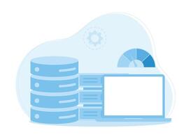 data analysis and database management concept flat illustration vector