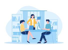 Workers consult each other on work concept flat illustration vector