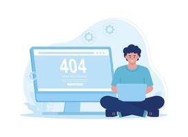 man with laptop fixing website error concept flat illustration vector