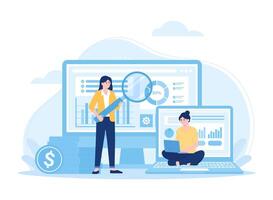 Analyze the system of market differences concept flat illustration vector