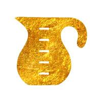 Hand drawn Measure jug icon in gold foil texture vector illustration