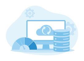 hosting  backup and data analysis concept flat illustration vector