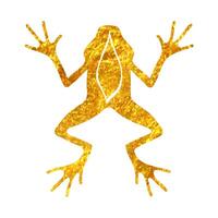 Hand drawn Lab frog icon in gold foil texture vector illustration