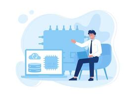 backup server data concept flat illustration vector