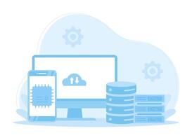 The concept is backing up the data concept flat illustration vector