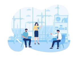 business people conduct meetings concept flat illustration vector