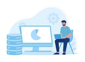 backup server data concept flat illustration vector