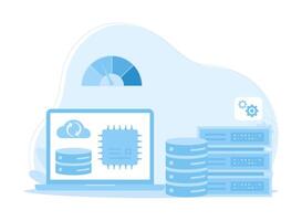 backup server data base concept flat illustration vector