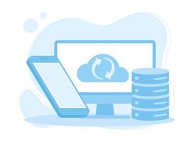 The concept is backing up the data concept flat illustration vector