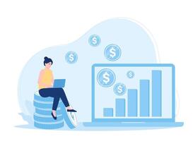 a woman invests money for business capital concept flat illustration vector
