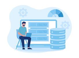 data analysis managers  database developers  and working administrators. concept flat illustration vector