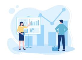 colleagues analyzing growth charts  concept flat illustration vector