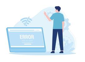 troubleshooting network problems on website pages concept flat illustration vector