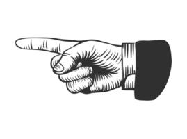 Pointing index finger in retro sketch vector