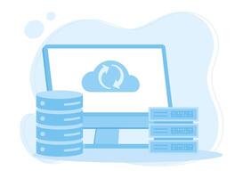 backup server data concept flat illustration vector