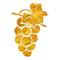 Hand drawn Grape icon in gold foil texture vector illustration