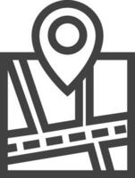 Road map icon in thick outline style. Black and white monochrome vector illustration.