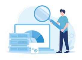 datos análisis y base de datos administración concepto plano ilustración vector