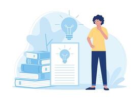 education and knowledge are the power to build creative ideas or solutions concept flat illustration vector