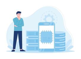 problems with cloud storage concept flat illustration vector