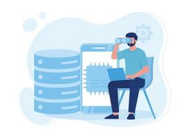 analysis data and database management concept flat illustration vector