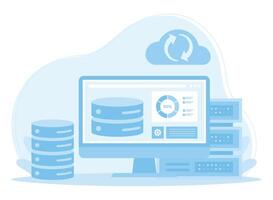 hosting  backup and data analysis concept flat illustration vector