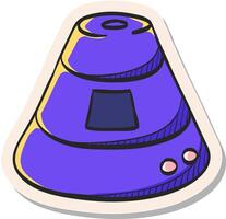 Hand drawn Space capsule icon in sticker style vector illustration