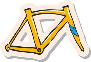 mano dibujado bicicleta marco icono en pegatina estilo vector ilustración