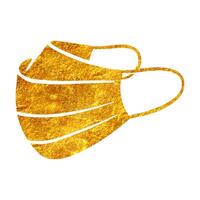 Hand drawn gold foil texture face mask. Vector illustration.
