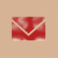 Envelope halftone style icon with grunge background vector illustration