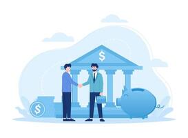 Agreement between agent and client shaking hands concept flat illustration vector