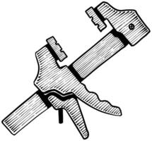 Woodworking clamp hand drawn illustration. vector