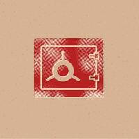 Safe box halftone style icon with grunge background vector illustration