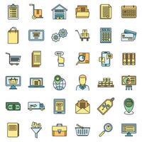 Purchasing manager sell icons set vector color line