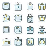 Body smart scales icons set vector color line