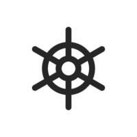 Ship steer wheel icon in thick outline style. Black and white monochrome vector illustration.