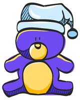 Teddy bear icon in hand drawn color vector illustration