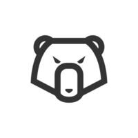 Bear icon in thick outline style. Black and white monochrome vector illustration.